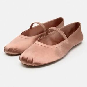 Zara Pink Satin Effect Ballet Flats - US 10/EU 41